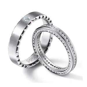 Uniquely Textured Platinum Couple Rings Eternity Style JL PT 528  Both Jewelove.US