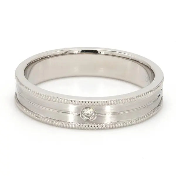 Unisex Designer Platinum Ring with Raised Milgrain Edges & a Single Diamond JL PT 571   Jewelove.US
