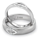 Load image into Gallery viewer, V Design Platinum Love Bands with Diamonds JL PT 236   Jewelove
