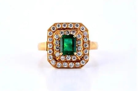 Vintage Natural Emerald Ring with Diamonds by Suranas Jewelove   Jewelove