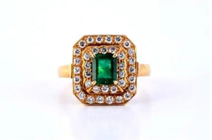 Vintage Natural Emerald Ring with Diamonds by Suranas Jewelove   Jewelove