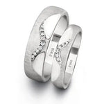 Load image into Gallery viewer, Wavy Platinum Love Bands with Diamonds JL PT 213  Both Jewelove

