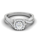 Load image into Gallery viewer, 1-Carat Lab Grown Solitaire Halo Diamond Single Twisted Shank Platinum Ring for Women JL PT RV RD LG 123-B
