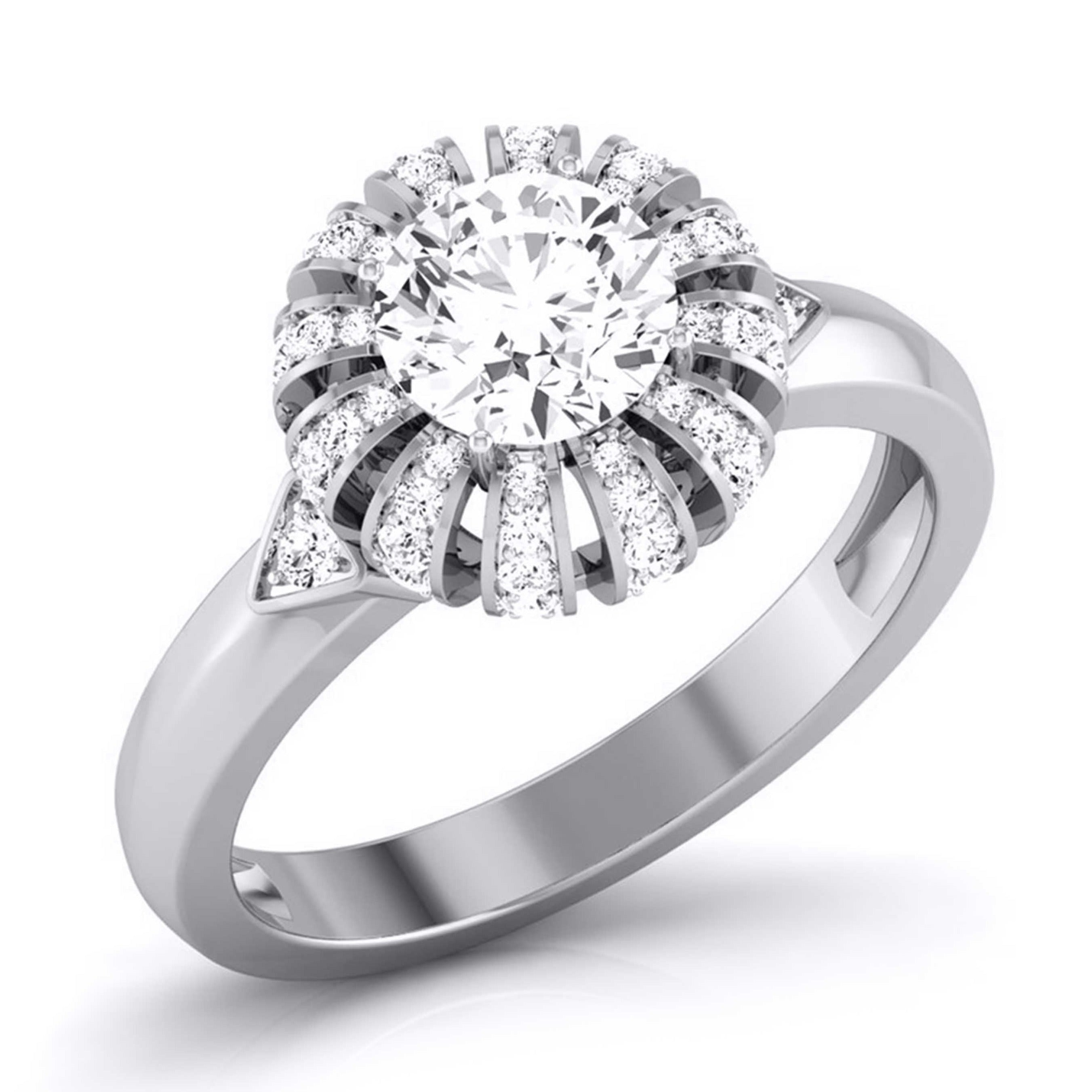 50-Pointer Solitaire Designer Platinum Diamond Ring  for Women JL PT 8052-A