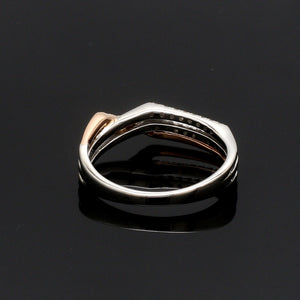 Parallel Paths Platinum Couple Rings with Rose Gold & Diamonds JL PT 966