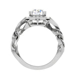 Load image into Gallery viewer, 1-Carat Lab Grown Solitaire Square Halo Diamond Twisted Shank Platinum Ring JL PT LG REHS1530-B
