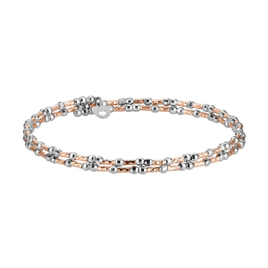 Unique 2-Row Japanese Platinum & Rose Gold Bracelet for Women JL PTB 774