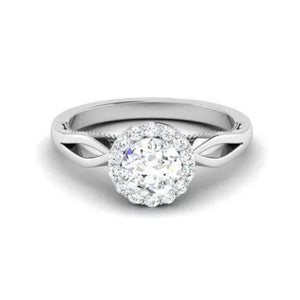 1-Carat Solitaire Halo Platinum Twisted Shank Engagement Ring JL PT 6579-C