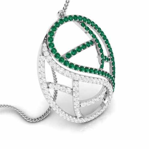 Designer Platinum with Diamond Emerald Pendant for Women JL PT P NL8526E