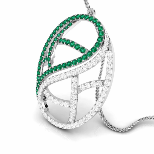 Designer Platinum with Diamond Emerald Pendant for Women JL PT P NL8526E