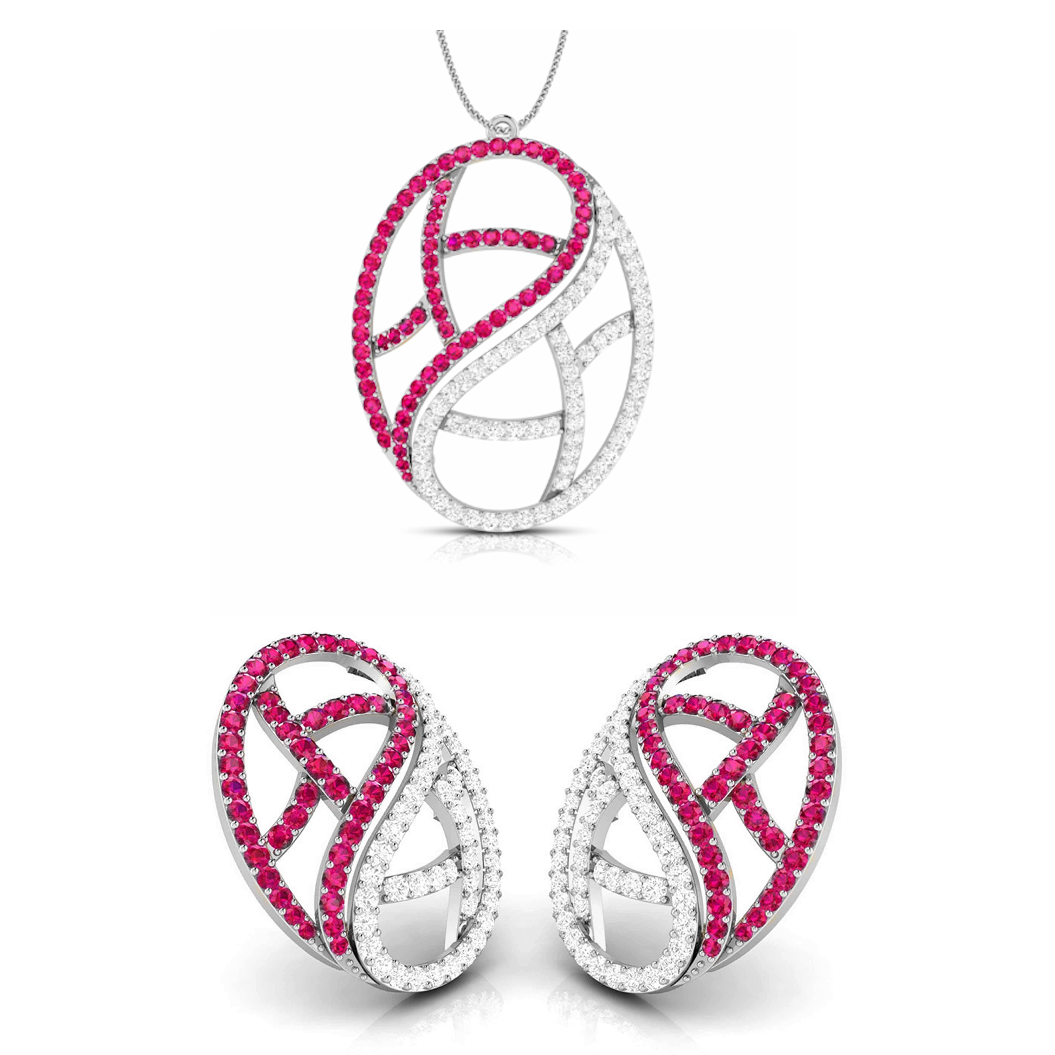 Designer Platinum Set with Diamond & Ruby for Women JL PT PE NL8526R  Pendant-Set Jewelove.US