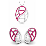 Load image into Gallery viewer, Designer Platinum Set with Diamond &amp; Ruby for Women JL PT PE NL8526R
