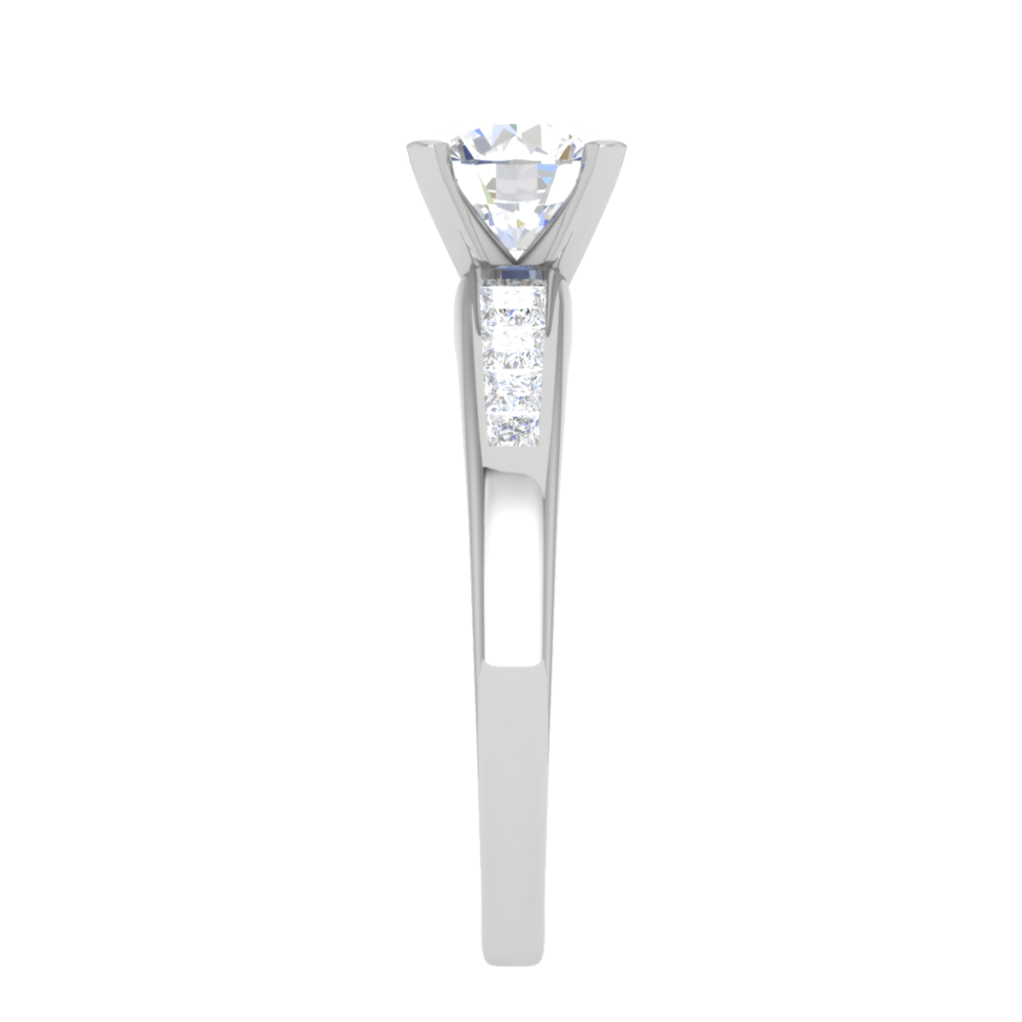 30-Pointer Solitaire with Princess cut Diamond Shank Platinum Ring JL PT RC PR 186