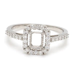 Load image into Gallery viewer, Emerald Cut Solitaire Ring in Platinum Halo Setting JL PT 469
