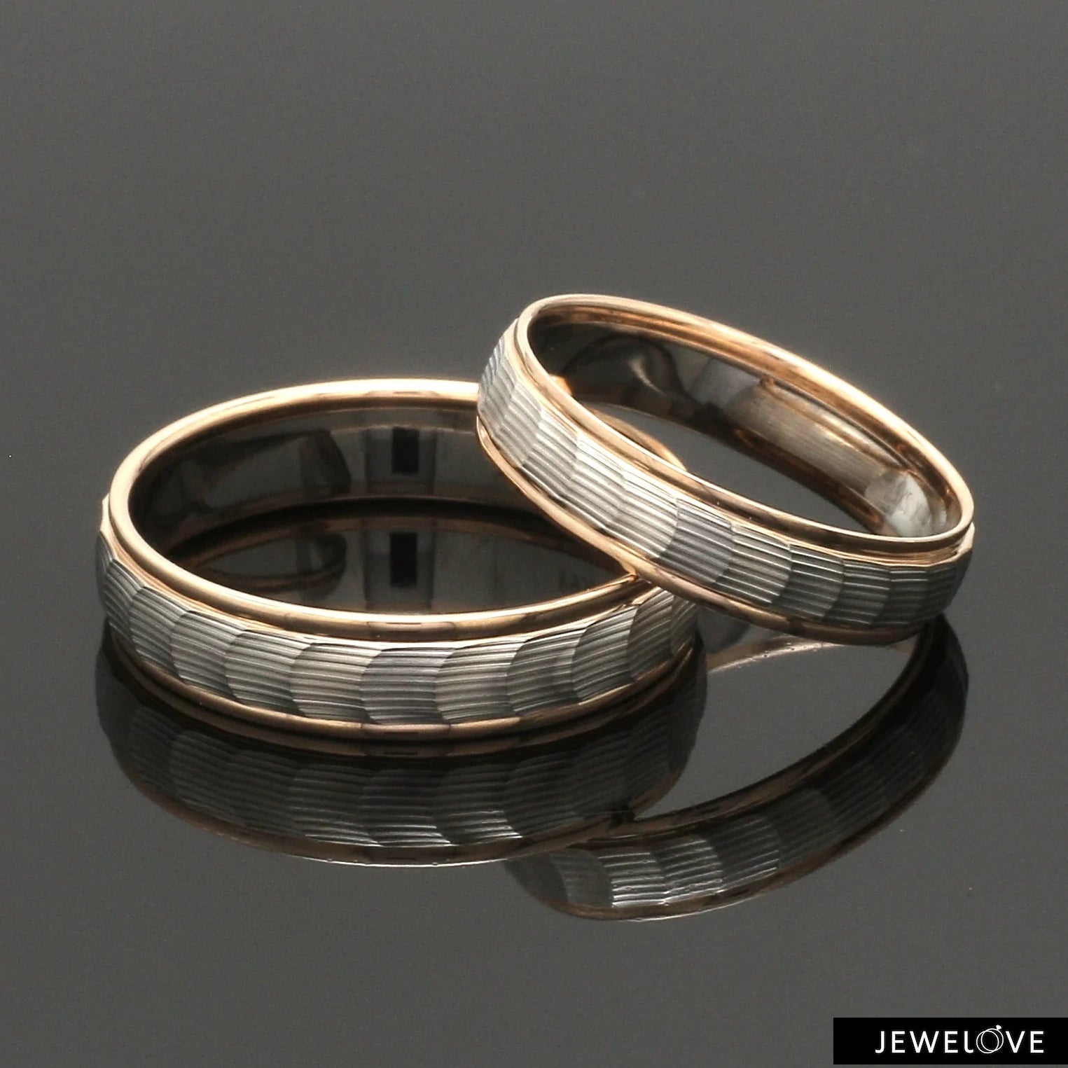 Unisex Platinum & Rose Gold Couple Love Bands JL PT 1365