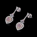 Load image into Gallery viewer, 18K White &amp; Rose Gold Earrings with Heart Cut Natural Fancy Pink &amp; White Diamonds JL AU E 105
