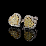 Load image into Gallery viewer, 18K Yellow Gold Heart Earrings with Natural Fancy Yellow &amp; White Diamond JL AU E 108

