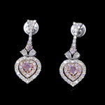 Load image into Gallery viewer, 18K White &amp; Rose Gold Earrings with Heart Cut Natural Fancy Pink &amp; White Diamonds JL AU E 105
