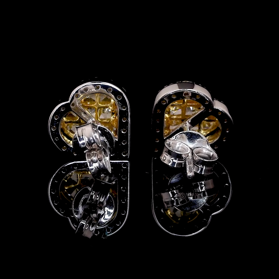 18K Yellow Gold Heart Earrings with Natural Fancy Yellow & White Diamond JL AU E 108