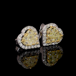 Load image into Gallery viewer, 18K Yellow Gold Heart Earrings with Natural Fancy Yellow &amp; White Diamond JL AU E 108
