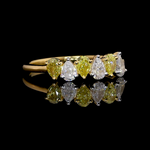 Load image into Gallery viewer, 18K Yellow Gold Ring with Fancy Pear Cut Yellow &amp; White Diamond JL AU 140
