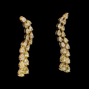 18K Yellow Gold Earrings with Pear Cut Natural Fancy Yellow Diamond JL AU E 106