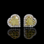 Load image into Gallery viewer, 18K Yellow Gold Heart Earrings with Natural Fancy Yellow &amp; White Diamond JL AU E 108
