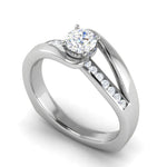 Load image into Gallery viewer, 1-Carat Lab Grown Solitaire Diamond Shank Platinum Engagement Ring JL PT RP RD LG-121
