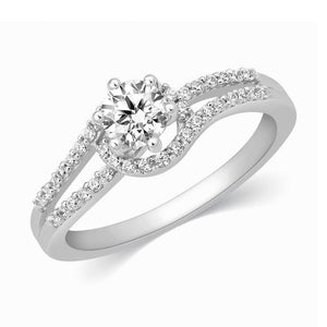 30-Pointer Solitaire Engagement Ring for Women with a Curvy Diamond Shank JL PT 331