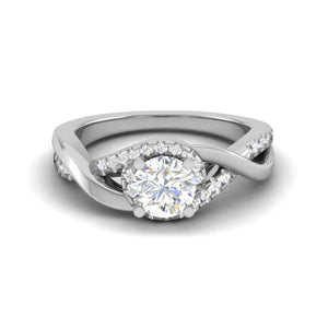 50-Pointer Solitaire Platinum Diamond Single Twisted Shank Engagement Ring JL PT WB6007E-A