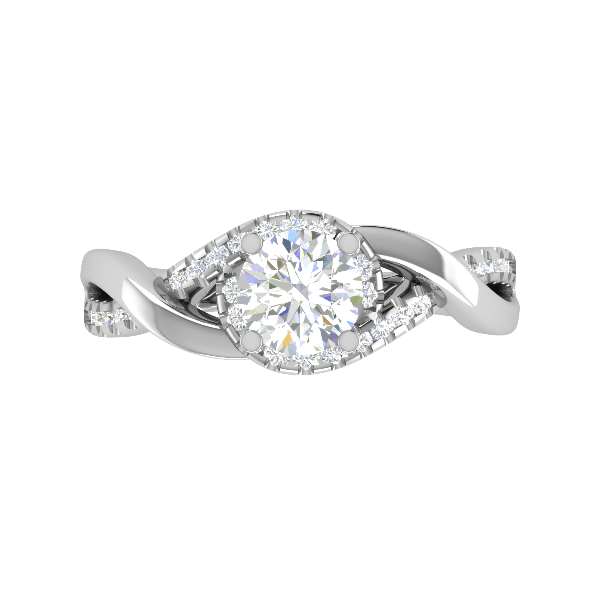 70-Pointer Lab Grown Solitaire Platinum Diamond Single Twisted Shank Engagement Ring JL PT LG G WB6007E-A