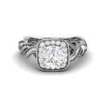 Load image into Gallery viewer, 70-Pointer Solitaire Square Halo Diamond Twisted Shank Platinum Ring JL PT REHS1530-B
