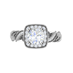 Load image into Gallery viewer, 50-Pointer Lab Grown Solitaire Square Halo Diamond Twisted Shank Platinum Ring JL PT LG G REHS1530
