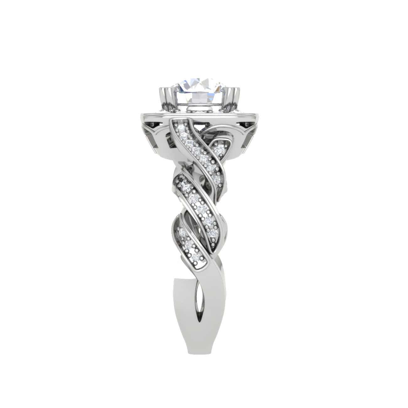50-Pointer Lab Grown Solitaire Square Halo Diamond Twisted Shank Platinum Ring JL PT LG G REHS1530