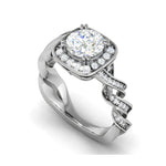 Load image into Gallery viewer, 1-Carat Solitaire Square Halo Diamond Twisted Shank Platinum Ring JL PT REHS1530-C
