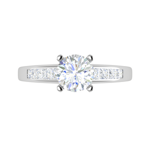 70-Pointer Lab Grown Solitaire with Princess cut Diamond Shank Platinum Ring JL PT RC PR LG G 186-A