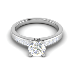 70-Pointer Lab Grown Solitaire with Princess cut Diamond Shank Platinum Ring JL PT RC PR LG G 186-A