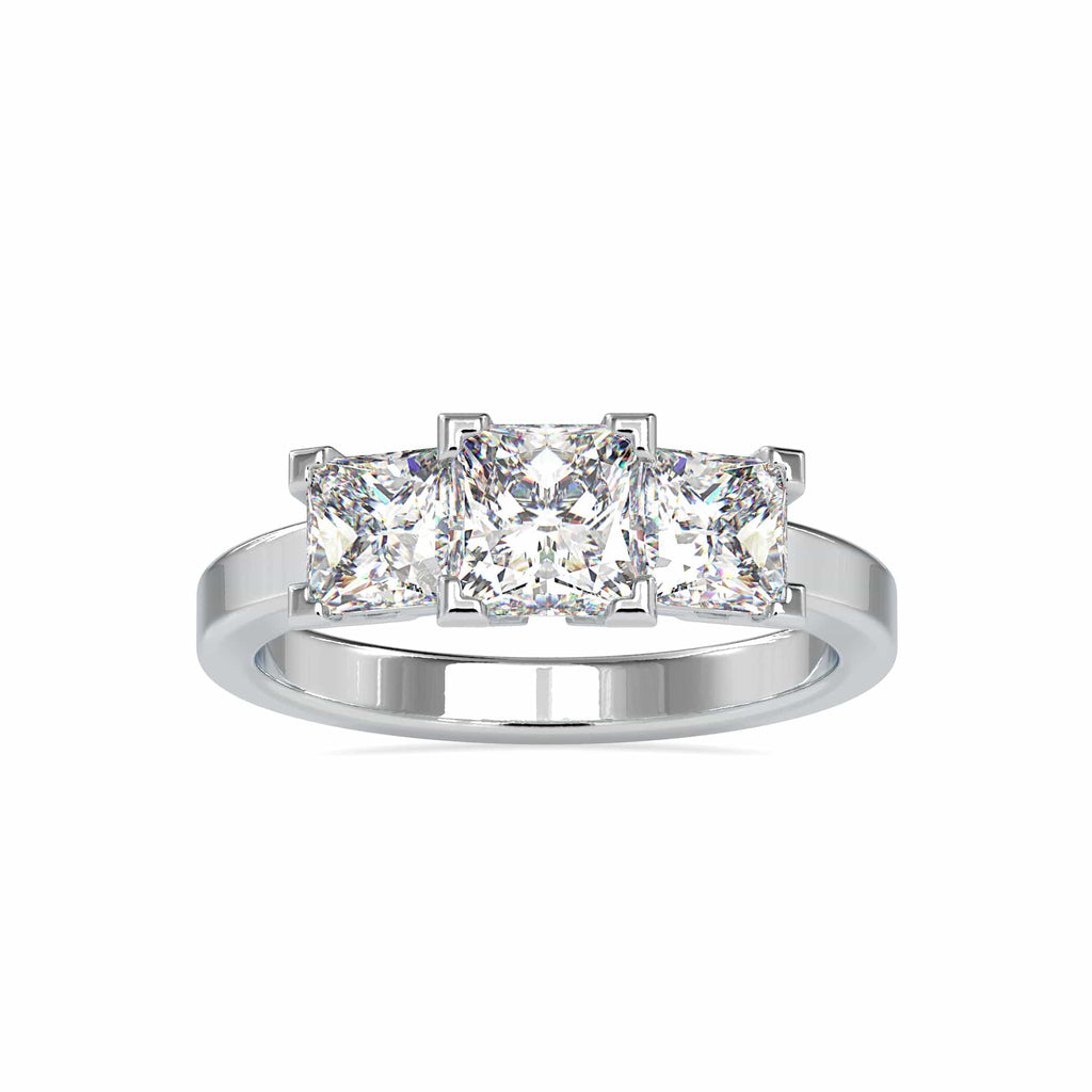 50-Pointer Princess Cut Solitaire Platinum Diamond Accent Ring JL PT 0062-A   Jewelove.US