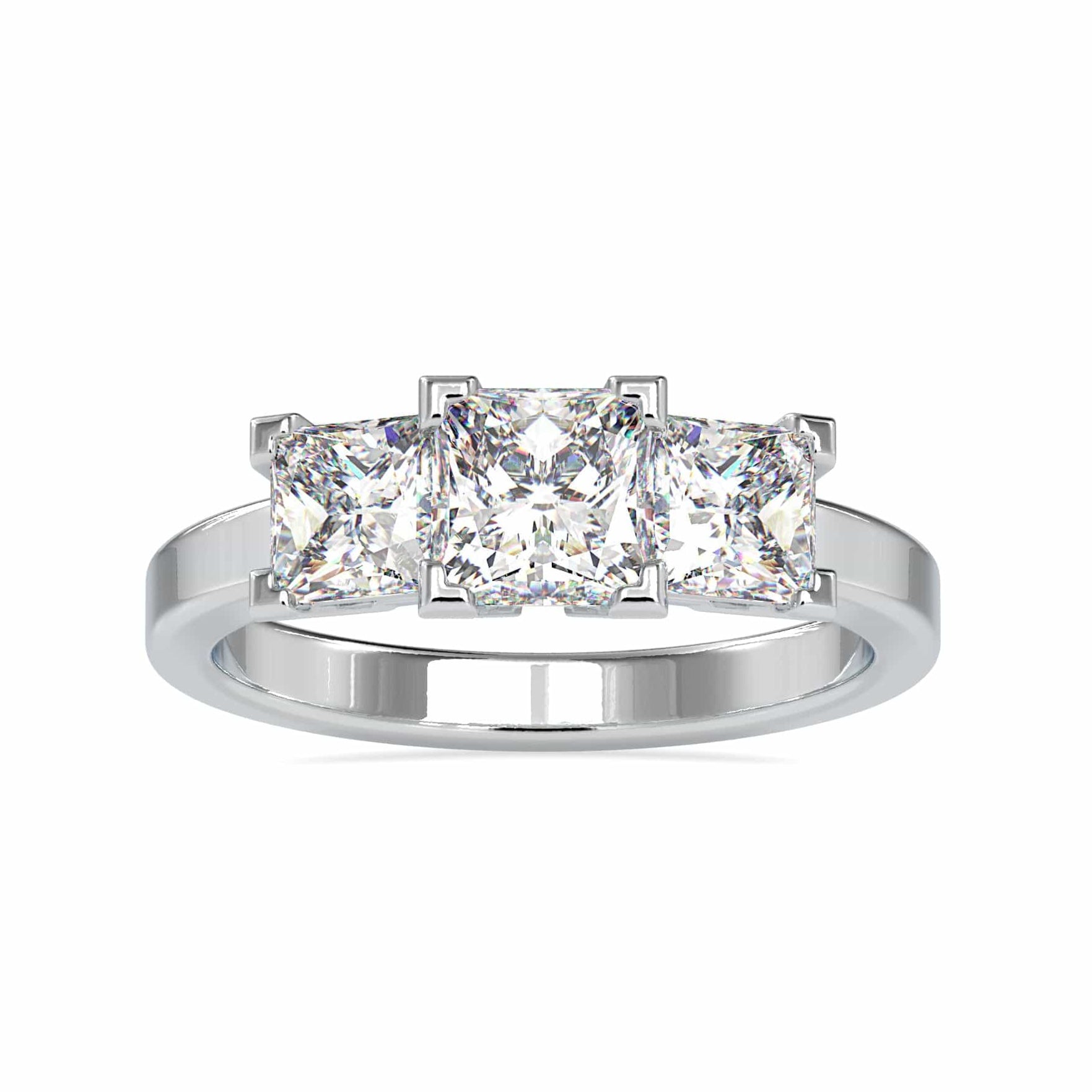 50-Pointer Princess Cut Solitaire Platinum Diamond Accent Ring JL PT 0062-A