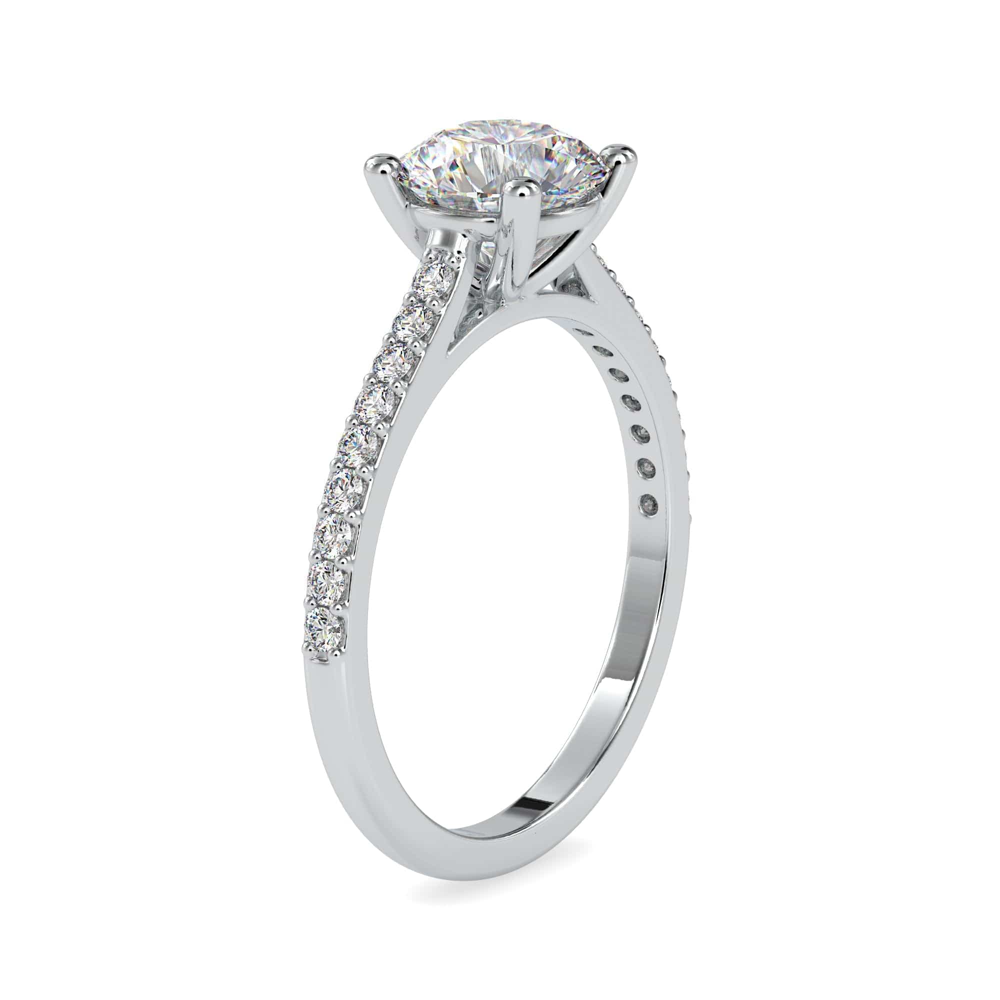 1.50-Carat Lab Grown Solitaire Platinum Diamond Shank Engagement Ring JL PT LG G 0024-C