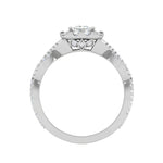 Load image into Gallery viewer, 1-Carat Lab Grown Princess Cut Solitaire Diamond Halo Twisted Platinum Engagement Ring JL PT RV PR LG-151
