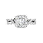 Load image into Gallery viewer, 1-Carat Lab Grown Princess Cut Solitaire Diamond Halo Twisted Platinum Engagement Ring JL PT RV PR LG-151
