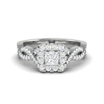 Load image into Gallery viewer, 1-Carat Lab Grown Princess Cut Solitaire Diamond Halo Twisted Platinum Engagement Ring JL PT RV PR LG-151
