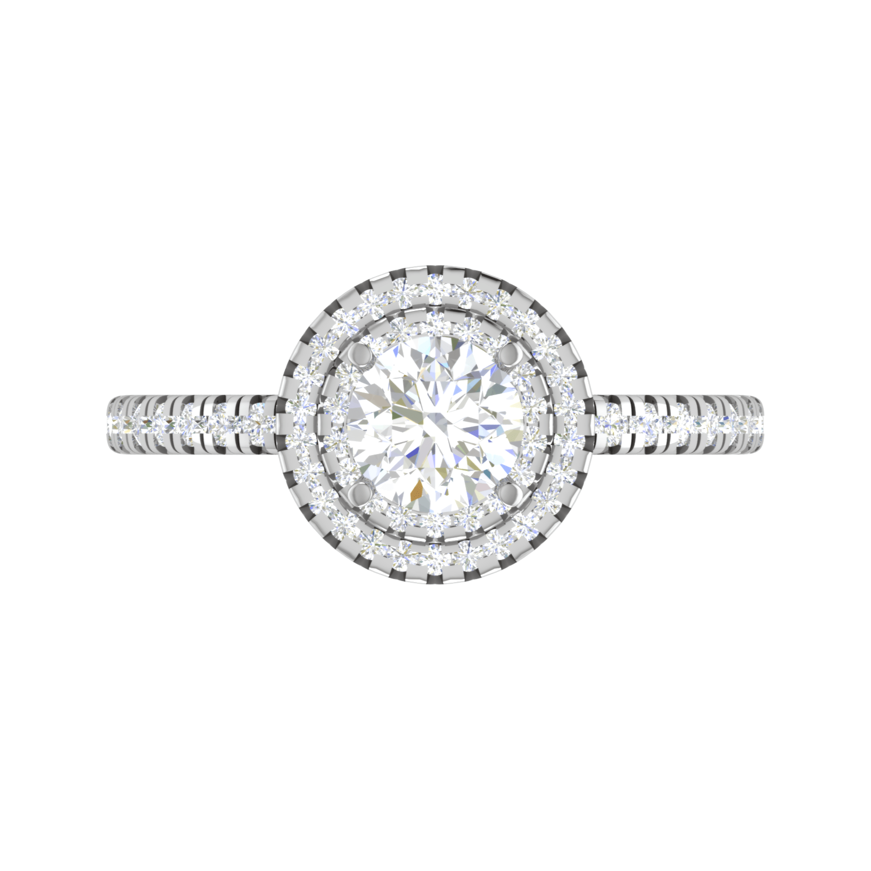 2-Carat Lab Grown Solitaire Diamond Double Halo Shank Platinum Engagement Ring JL PT RH RD LG-220-B