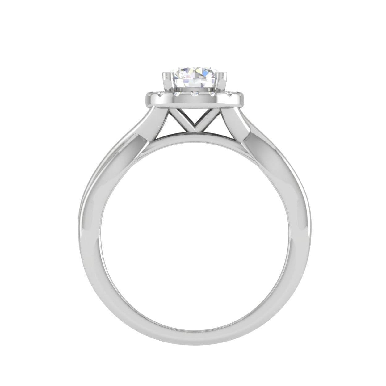 1.50-Carat Lab Grown Solitaire Halo Diamond Shank Platinum Ring JL PT LG G JRW2596MM-C