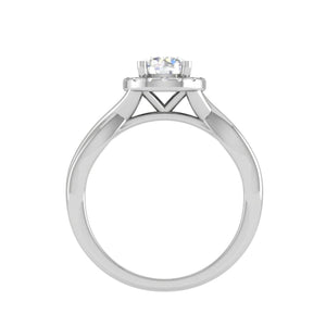 1-Carat Lab Grown Solitaire Halo Diamond Shank Platinum Ring JL PT LG G JRW2596MM-B