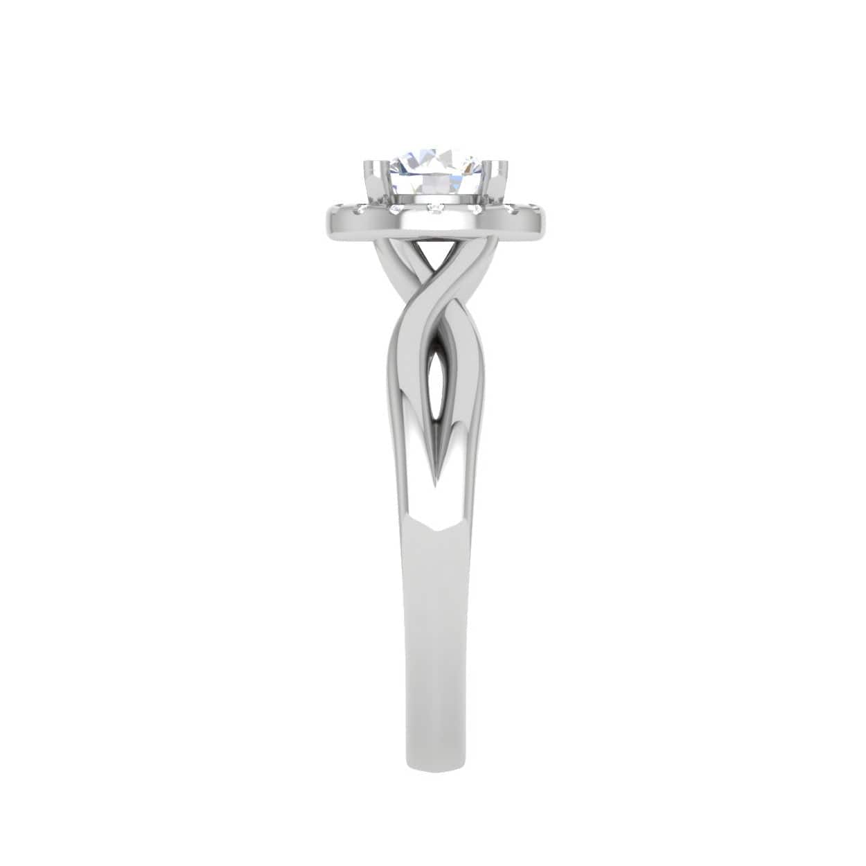1.50-Carat Lab Grown Solitaire Halo Diamond Shank Platinum Ring JL PT LG G JRW2596MM-C