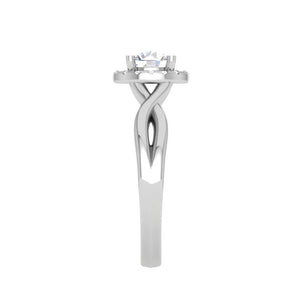 1.50-Carat Lab Grown Solitaire Halo Diamond Shank Platinum Ring JL PT LG G JRW2596MM-C