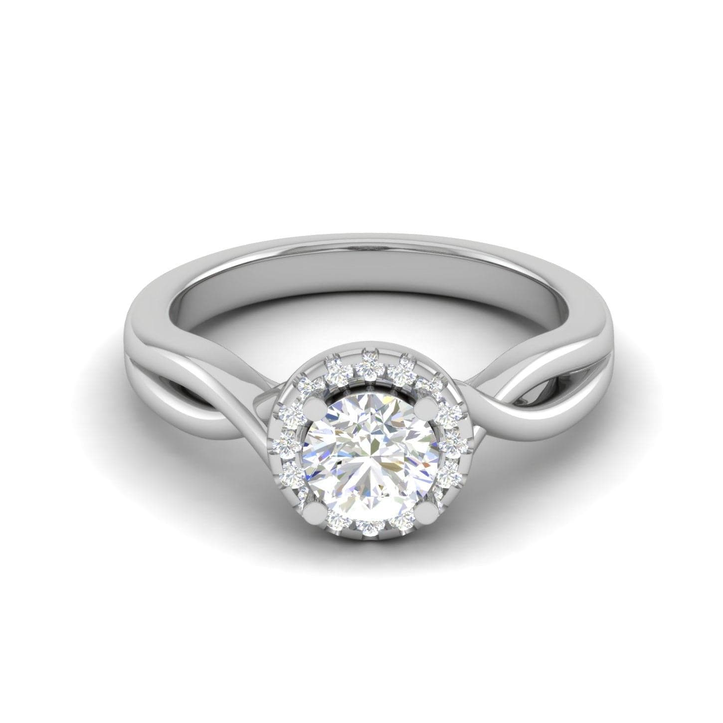 1.50-Carat Lab Grown Solitaire Halo Diamond Shank Platinum Ring JL PT LG G JRW2596MM-C