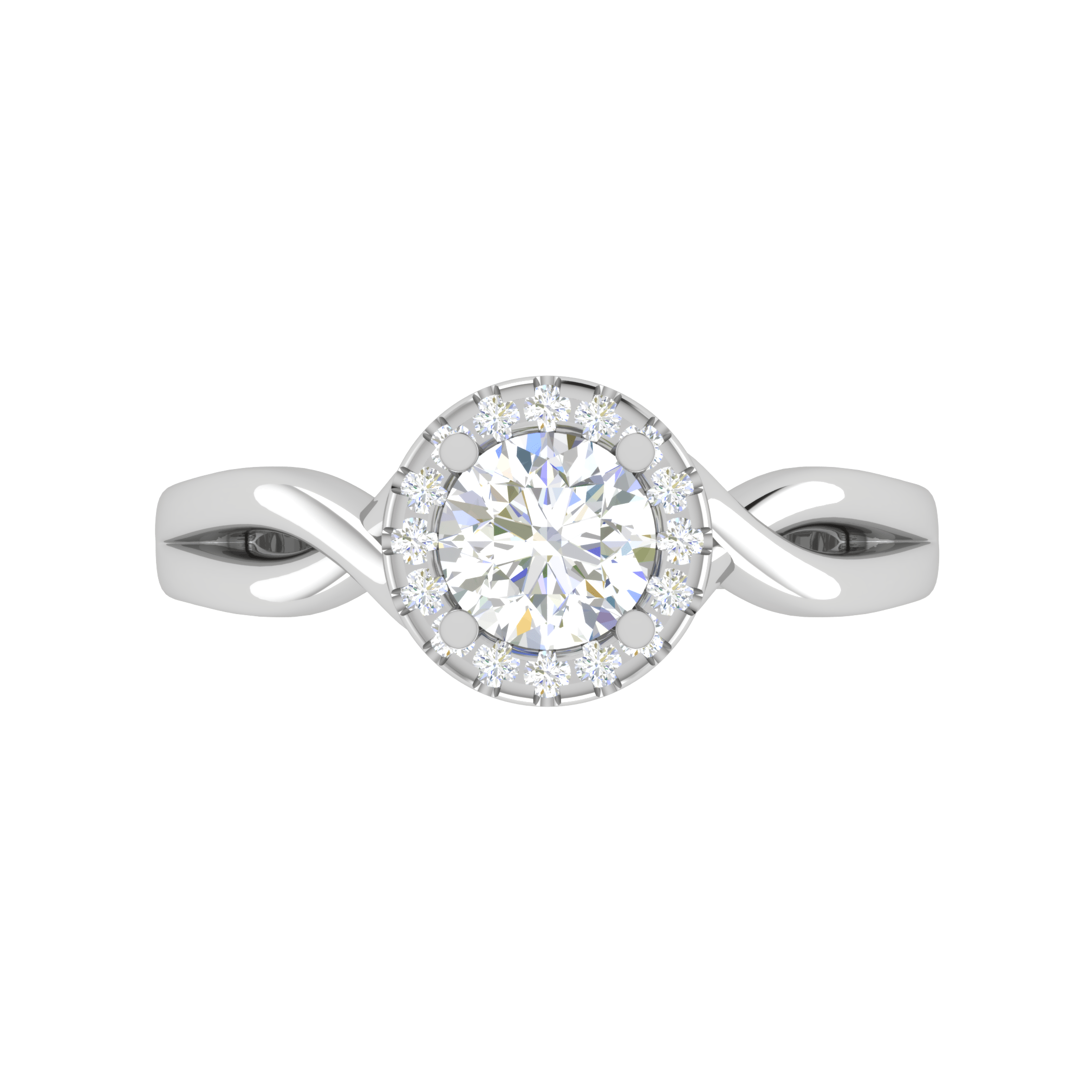 1-Carat Lab Grown Solitaire Halo Diamond Shank Platinum Ring JL PT LG G JRW2596MM-B